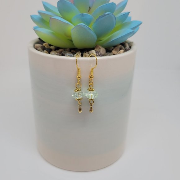 5 Piece Set - Gold plated mixed color crackled glass bracelet and 4 sets of earr - Picture 8 of 8